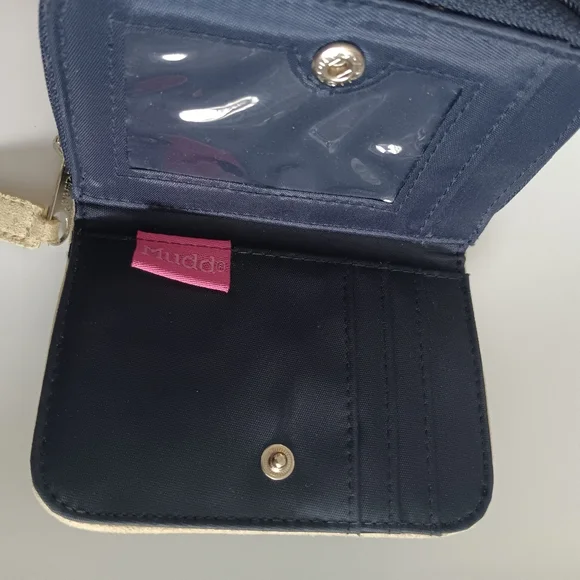 Mudd Y2K Denim Floral Butterfly Embroidered Blue Zip Around Wallet Purse - Picture 5 of 7